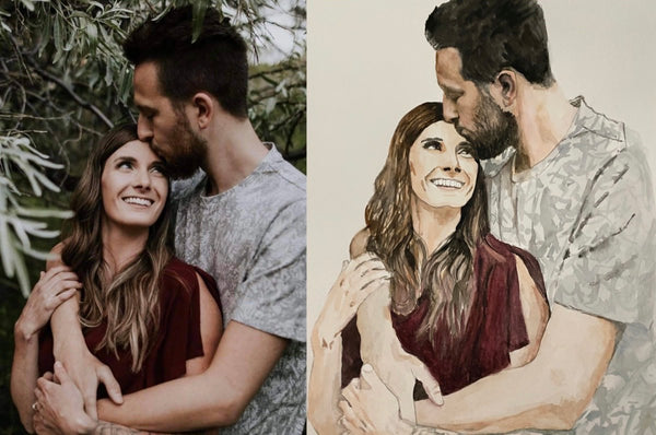 Custom watercolor pet portrait — Human