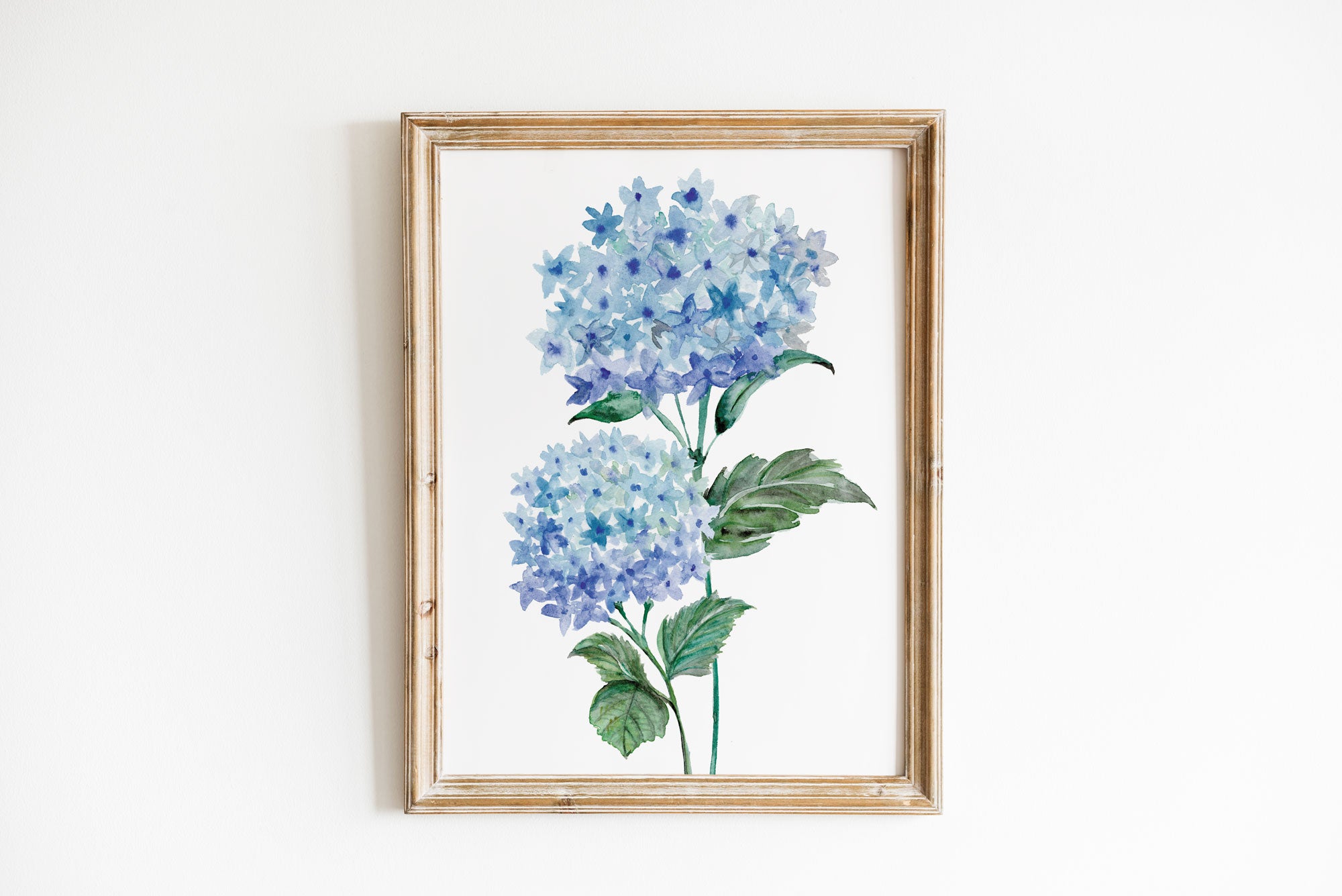 Arte de pared botánico azul, lámina cautivadora de hortensias Imagen secundaria del producto