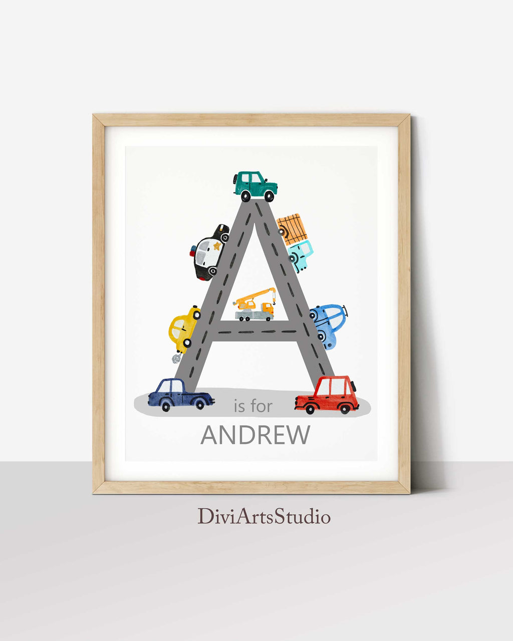 Construction Vehicle Nursery Prints, Car Nursery Wall Art, Personalized Vehicle Nursery Decor, Baby boy Nursery Print