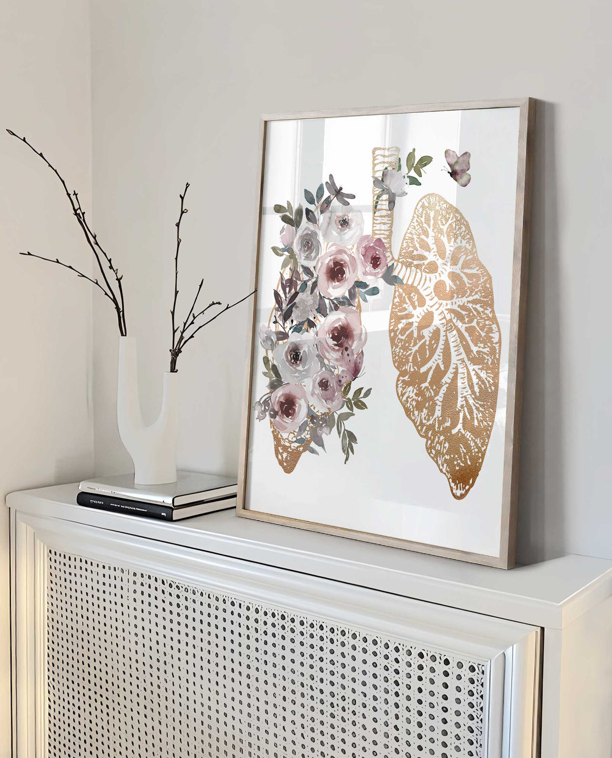 Gold Anatomy Wall Art Set of 3, Brain, Lungs, Heart Medical Art Print