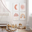 Set of 4 Nursery Prints, Sun Moon Rainbow Clouds Baby Room Decor, Cute Kid's Wall Art, Newborn Gifts, Pastel Neutral Girl Boho Poster