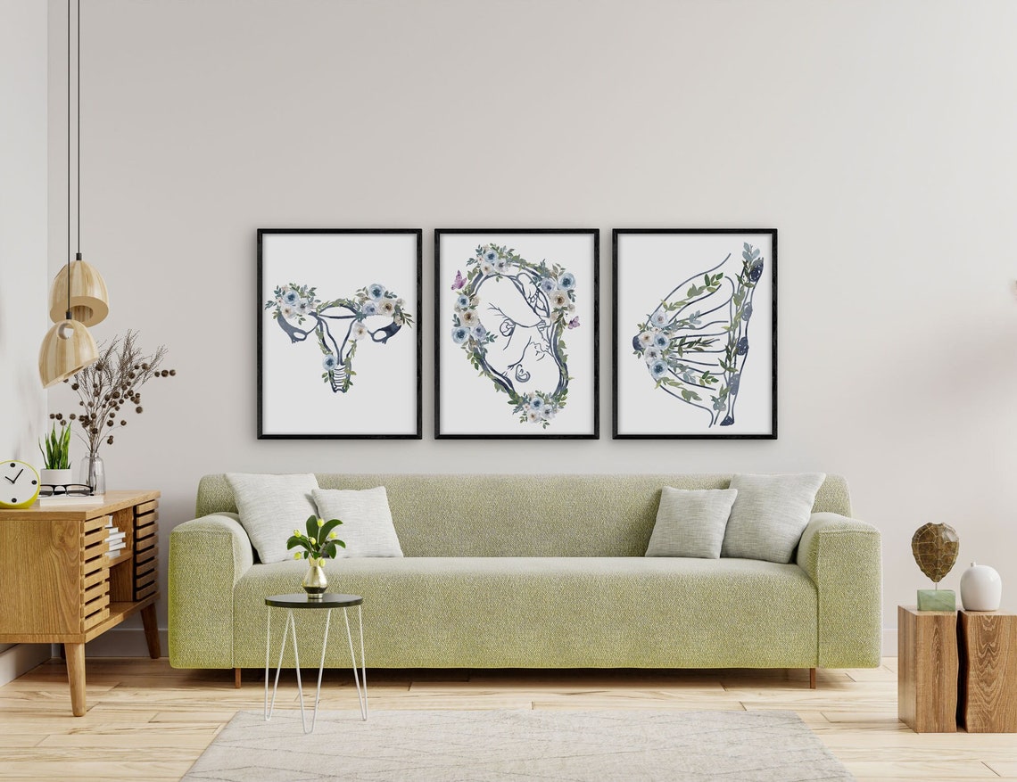 Midwife gift, Gynecologist Art, Obgyn Print, Doula Gift, Pregnancy Anatomy, Doctor Office Decor, Midwife Appreciation Gift Main image