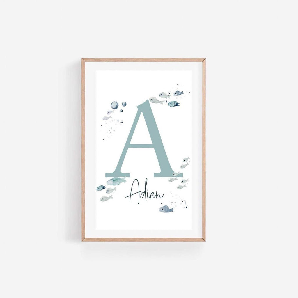 Sea nursery Baby name Print for nursery boy, Baby boy nursery nautical, Sea Life Nursery Wall Art, Nursery whale print, ocean theme Nursery