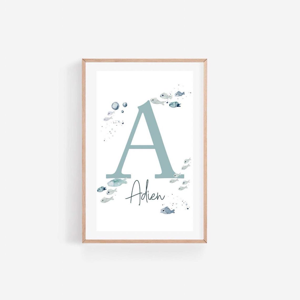 Sea nursery Baby name Print for nursery boy, Baby boy nursery nautical, Sea Life Nursery Wall Art, Nursery whale print, ocean theme Nursery