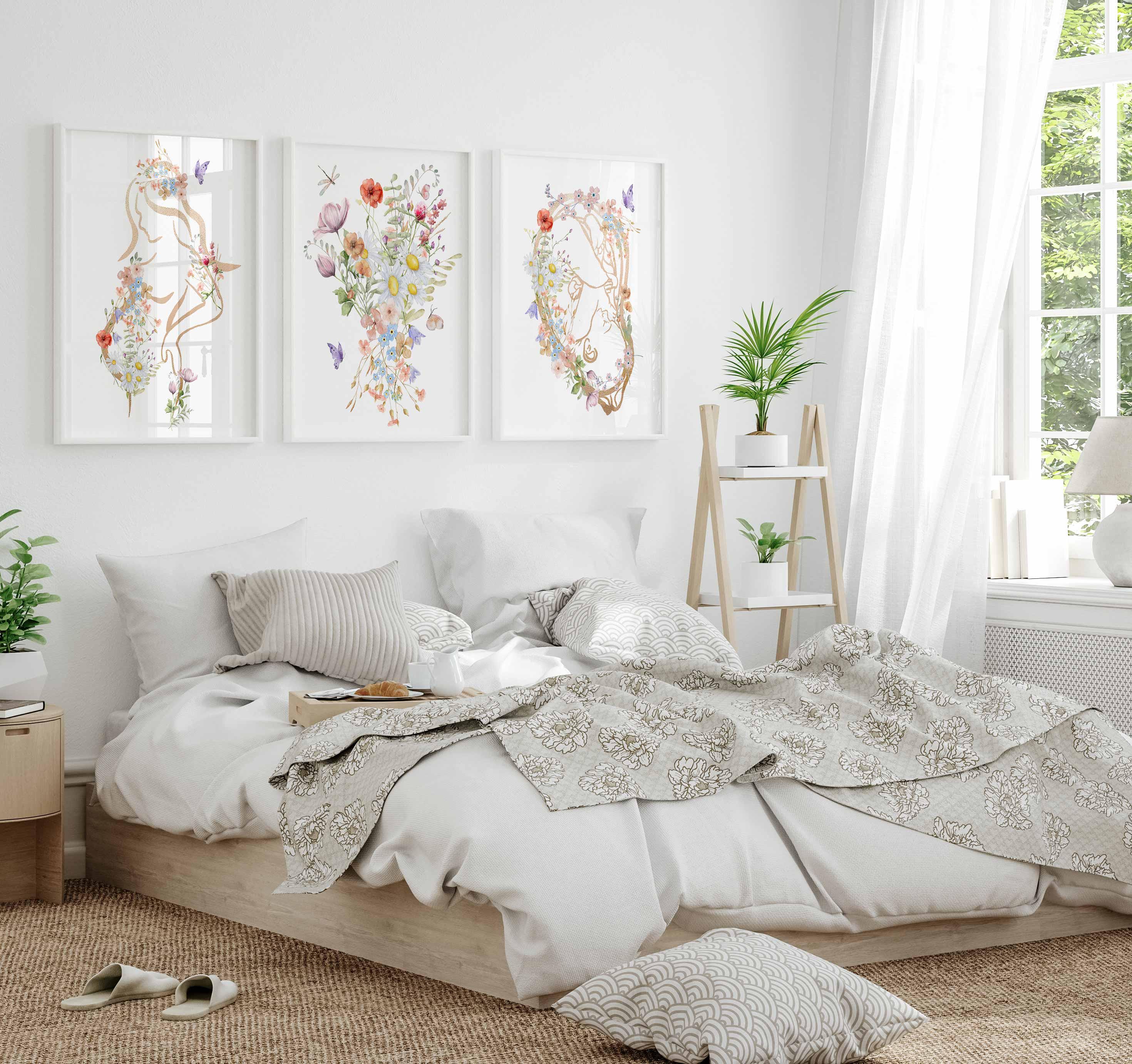 Arte de pared de ginecología, impresión para ginecólogo, anatomía floral del embarazo, regalo para doula, decoración para consultorio de ginecología, útero dorado, regalo de agradecimiento para partera, obstetra Imagen secundaria del producto