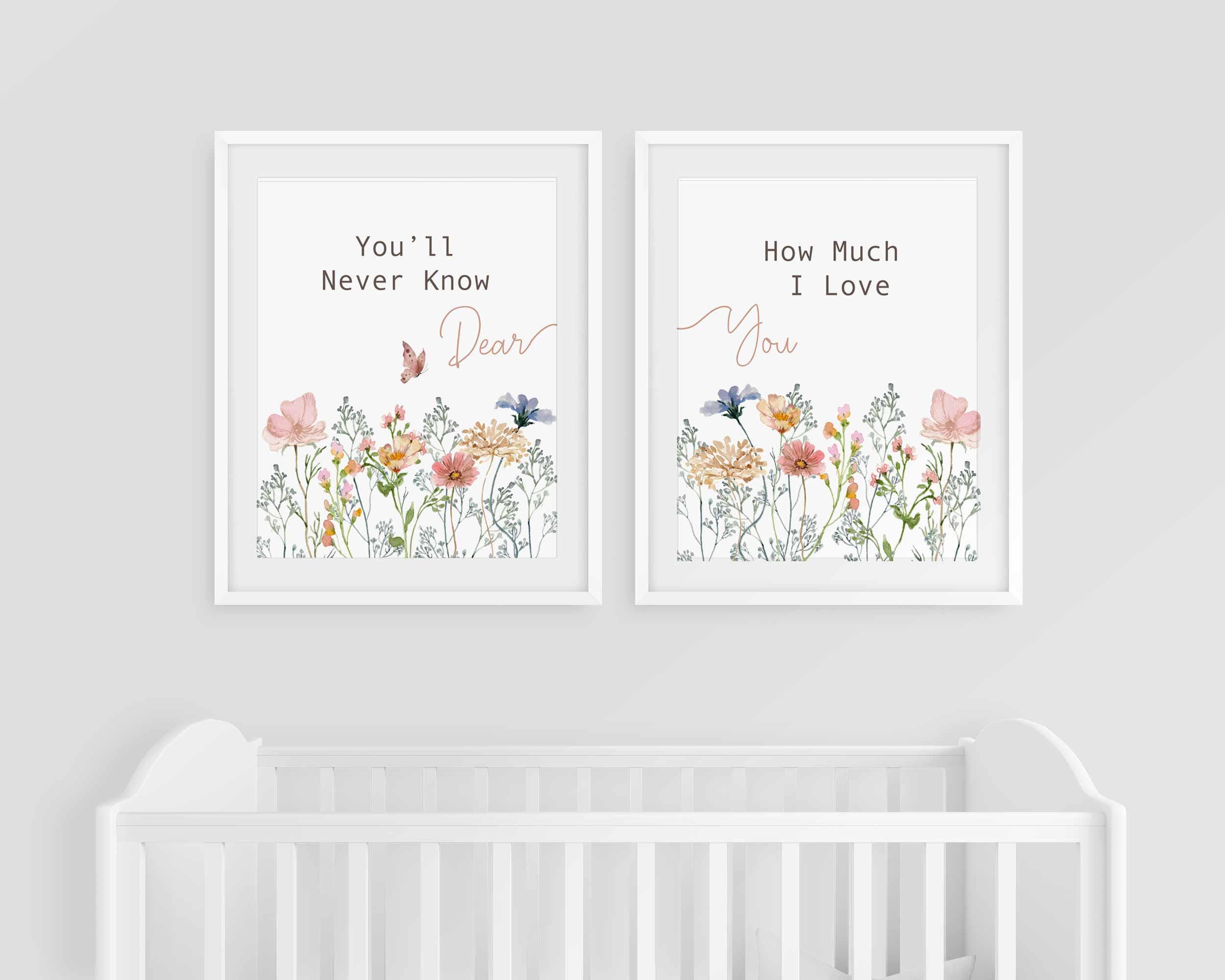 Arte de pared bohemio para guardería, decoración de guardería con flores silvestres, decoración de guardería para niña, lámina botánica, arte floral silvestre, regalo para baby shower, decoración de habitación estilo prado Imagen secundaria del producto