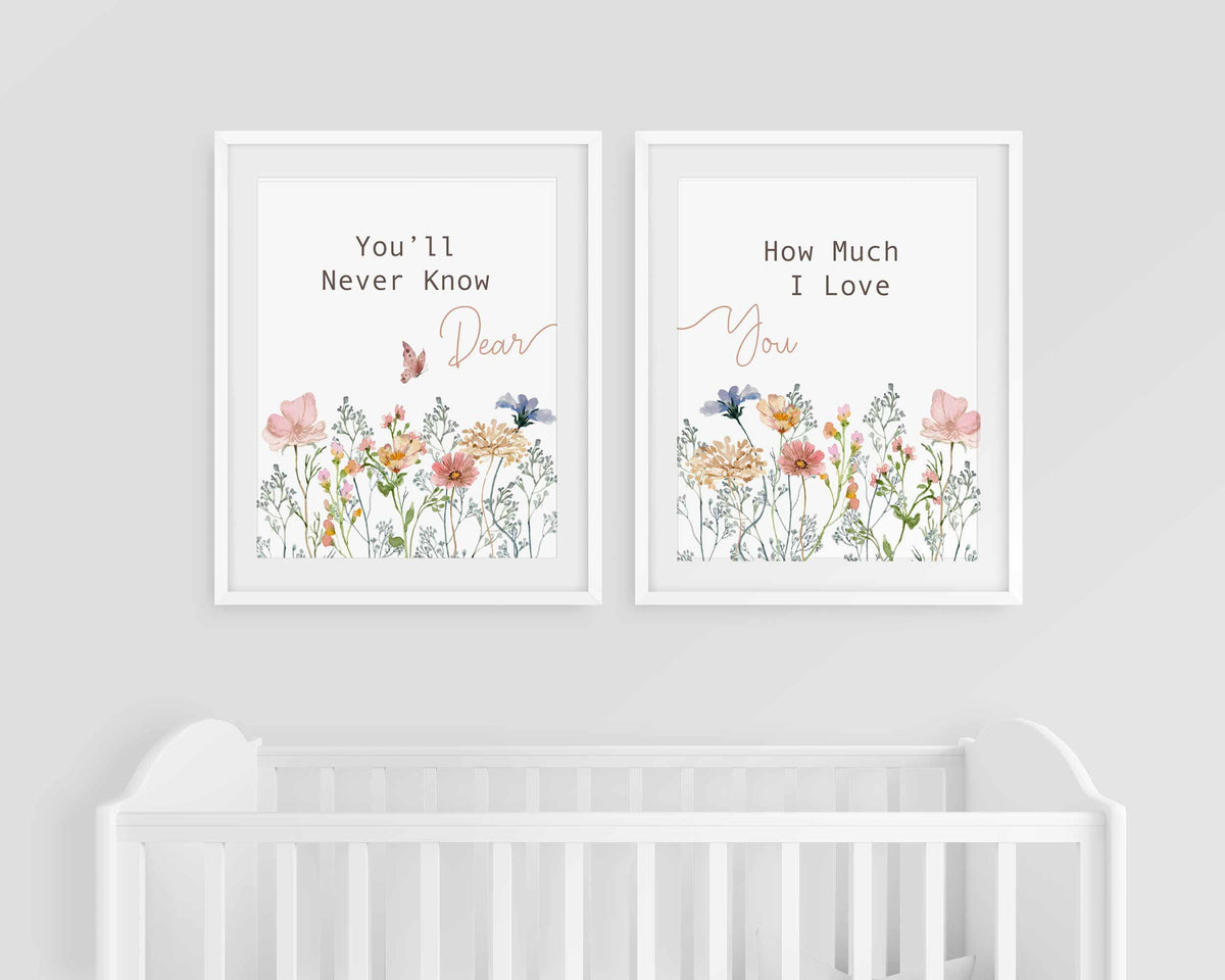 Boho Nursery Wall Art, Wildflower Nursery Decor, Girl Nursery Decor, Botanical Print, Wild Floral Art, Baby Shower Gift, Meadow Room Decor