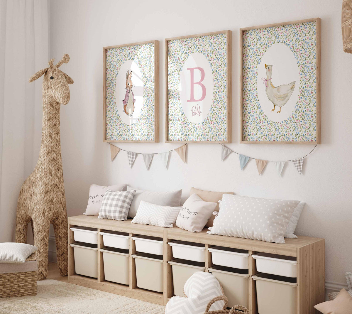 Rabbit Nursery, Beatrix Potter Print, Silly Little goose, Vintage Grand Millennial Baby Girl Room Decor Main image