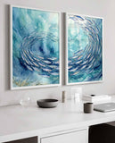 Sardines painting Wall art, Beach House Decor, Mediterranean prints, Fish Art Print, Dining Room Art, Blue Bathroom, Seafood Poster