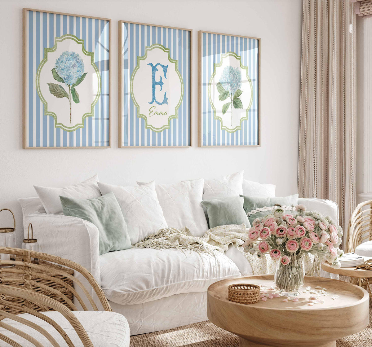 Custom Dorm Room Prints, Personalized Monogram Wall Art, College Move In, Girls Room Decor, Daughter Gift, Nursery Artwork, grandmillennial