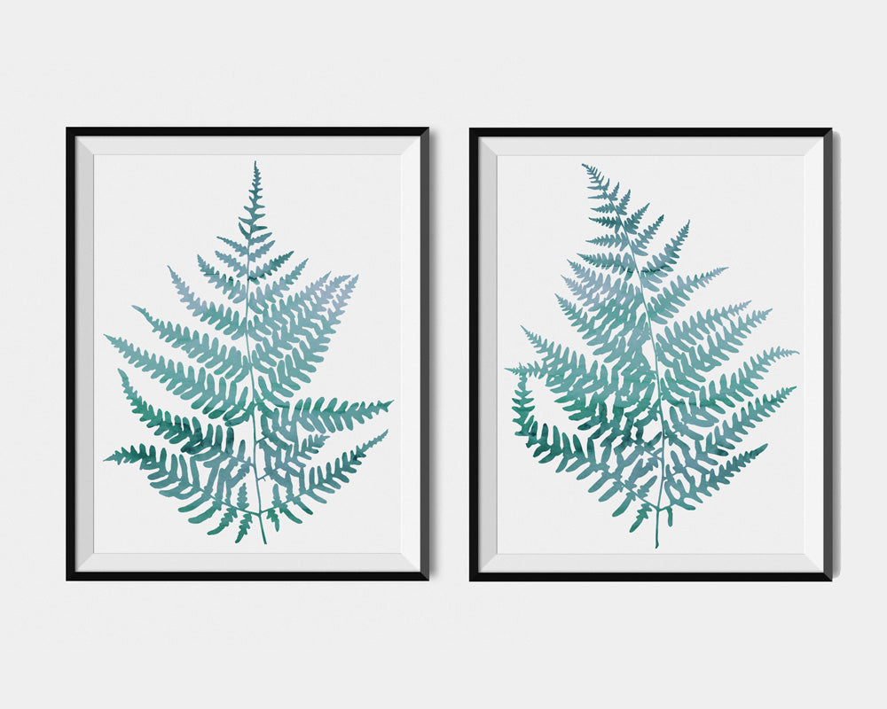 Lot de 2 impressions feuilles de fougère bleu turquoise Image secondaire du produit