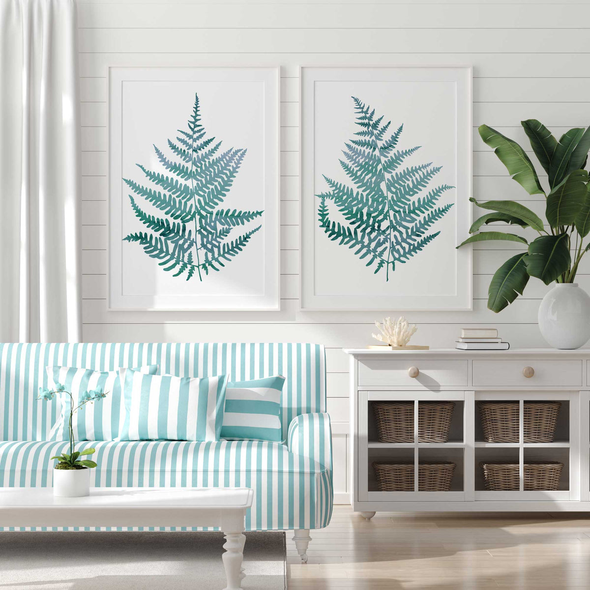 turquoise fern leaf prints set Main image