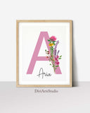 Set of 3 Wildflowers Nursery Prints, Honeybee Nursery Flowers, Personalized Name print