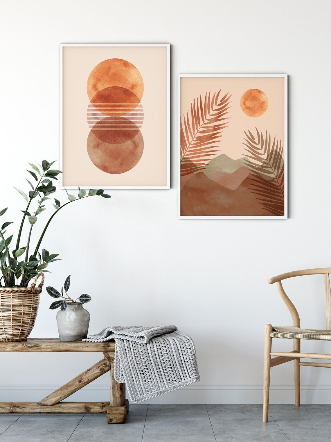 Sun Desert Print Wall Art, Set of 2 Boho Art Prints Main image