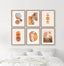 BOHO PRINTS Set of 6, Mid Century Modern Wall Art Bohemian art, Gallery wall art set, Modern Abstract Prints Set Boho, Sun Moon Art