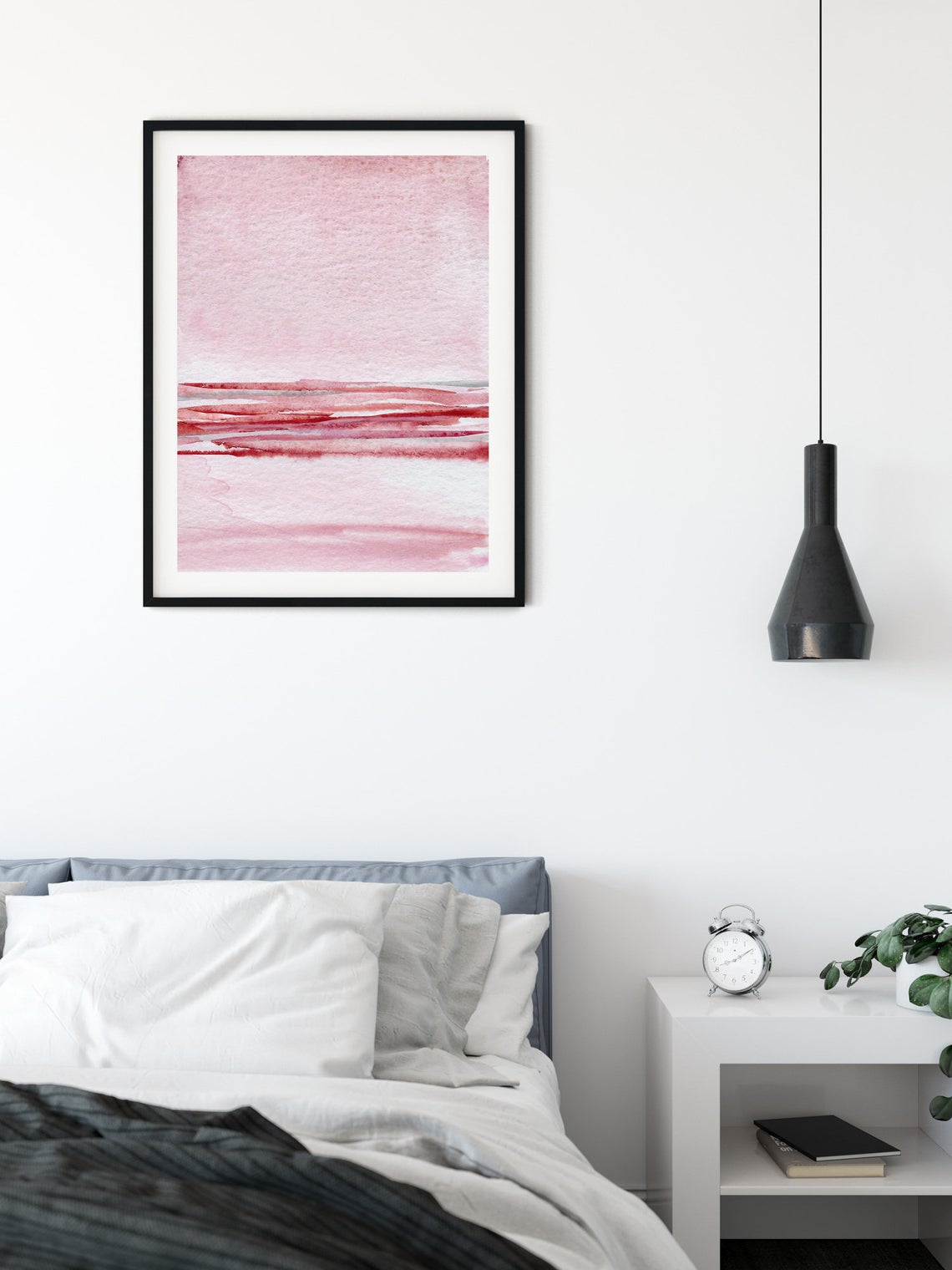 Arte de pared rosa rubor, juego de 2 obras de arte de océano rosa Imagen secundaria del producto