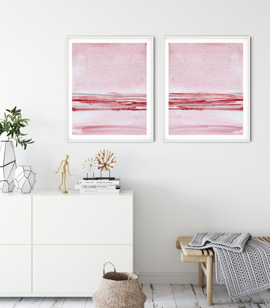 Blush Pink Wall Art, Set of 2 Pink Ocean Art Main image