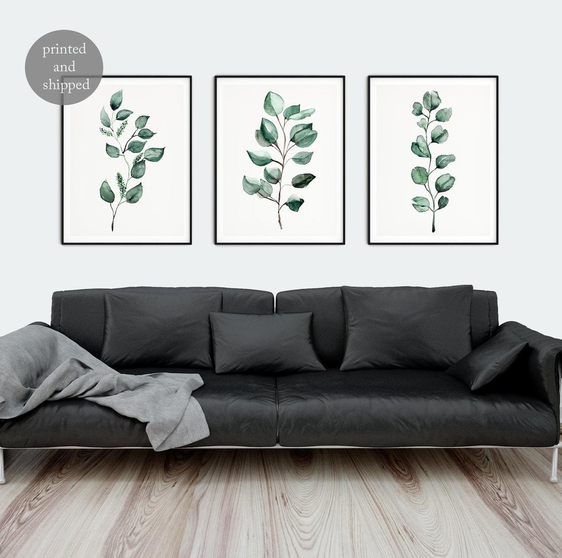 Juegos de impresiones de eucalipto verde para pared, arte de pared con impresiones botánicas, juego de 3 impresiones de arte de pared verdes Imagen secundaria del producto