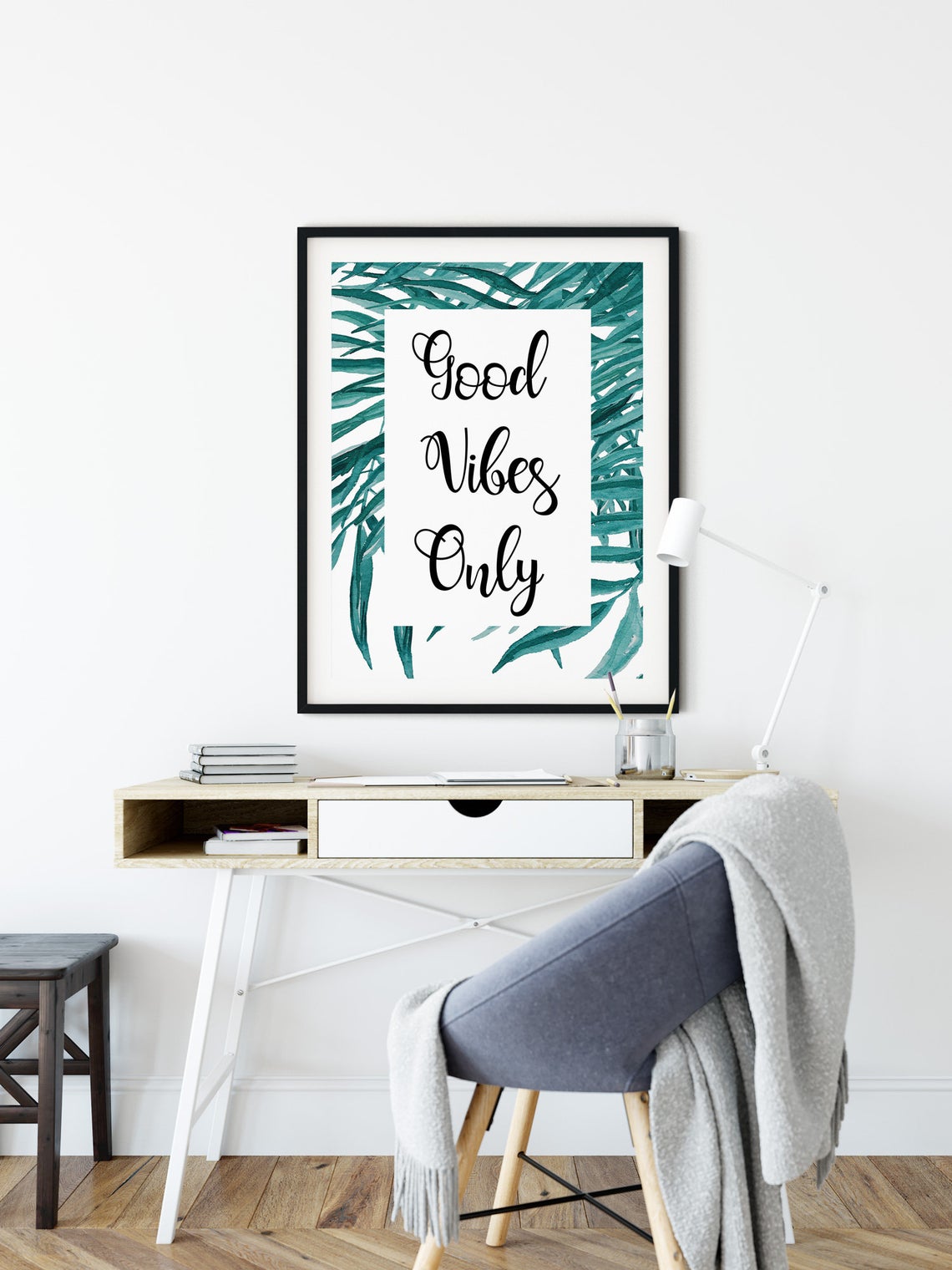 Póster motivacional "Solo buenas vibras", arte de pared con cita positiva Imagen secundaria del producto