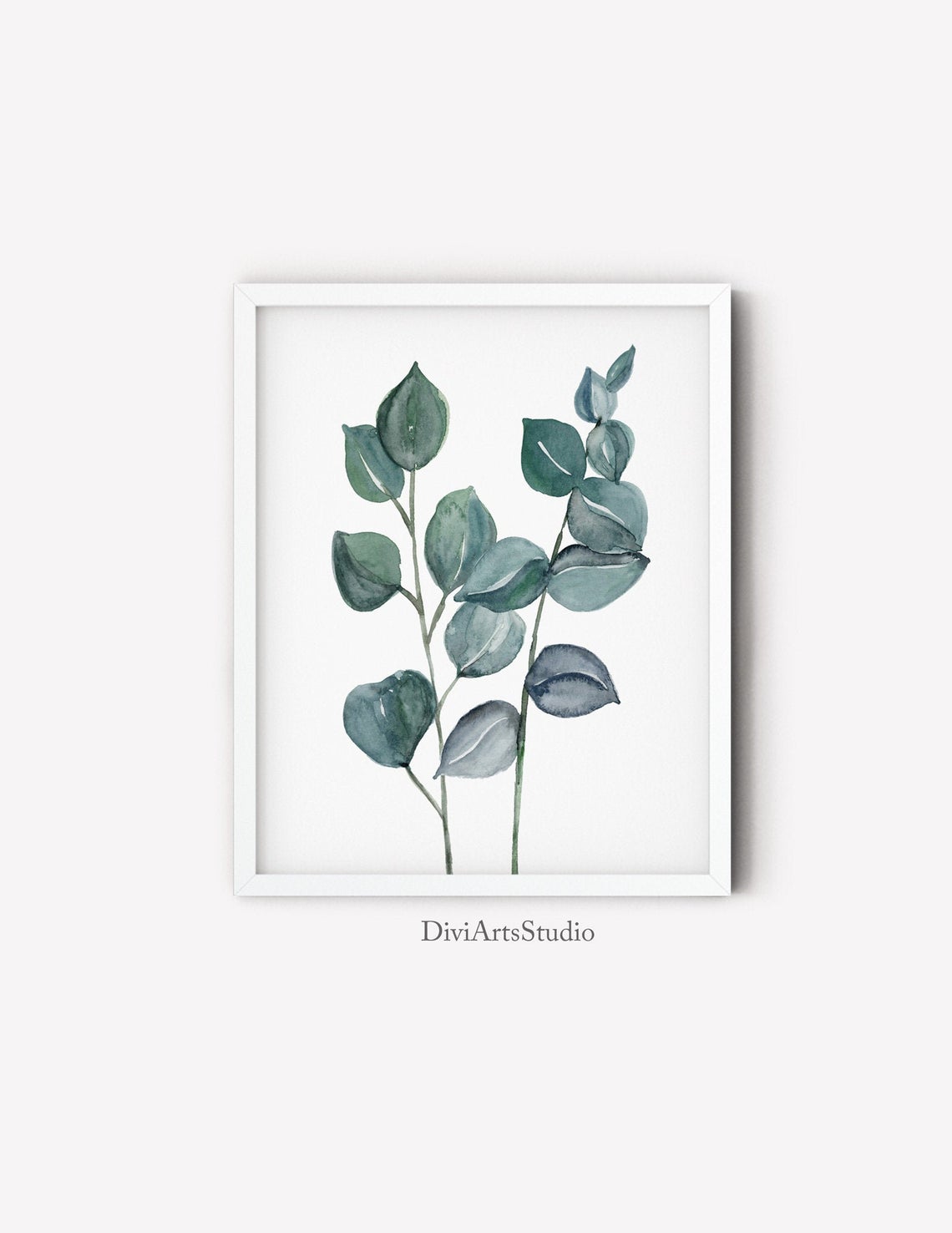 Arte de pared con estampado de eucalipto, arte de hojas botánicas verdes Imagen secundaria del producto