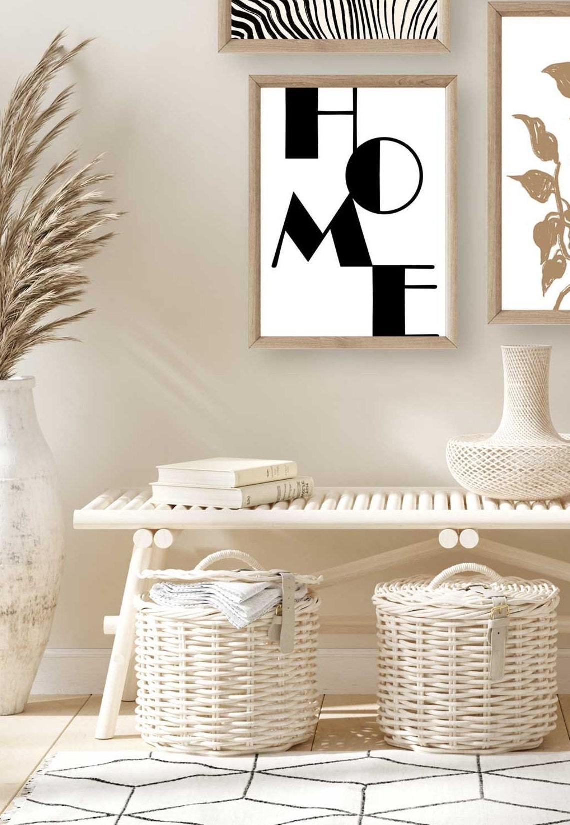 Typographie murale « HOME », impression d'art mural noir et blanc Image secondaire du produit