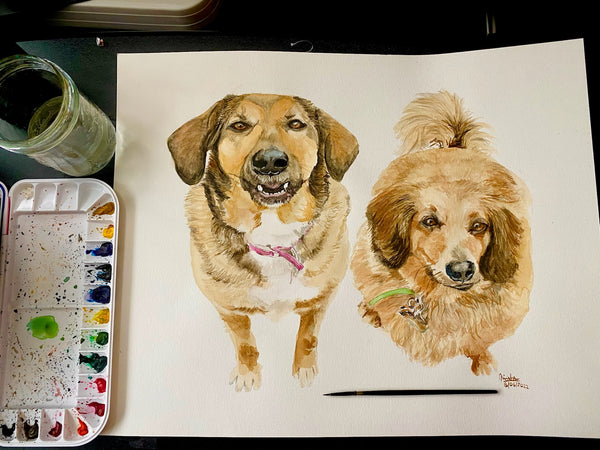 Custom watercolor pet portrait — Dog