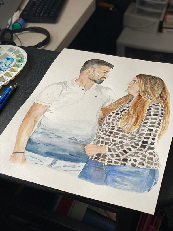 Custom watercolor pet portrait — Human