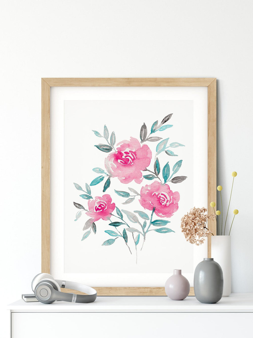 Pink Floral Wall Art, Roses Art Print