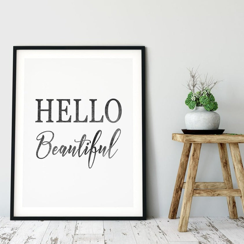 Positive Quotes Poster, Hello Beautiful Print Main image