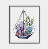 Succulent Wall Art, Terrarium Print Succulent Wall Art Decor
