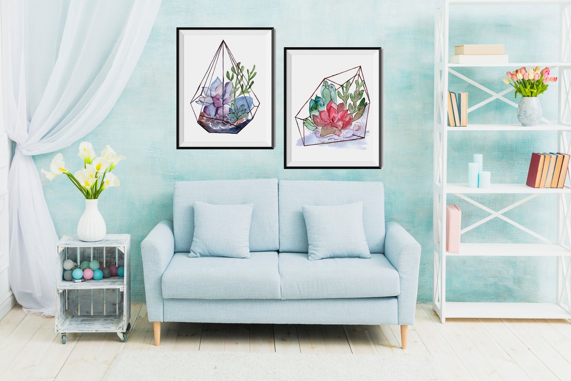 Arte de pared de terrario, juego de 2 impresiones artísticas de pared Imagen secundaria del producto