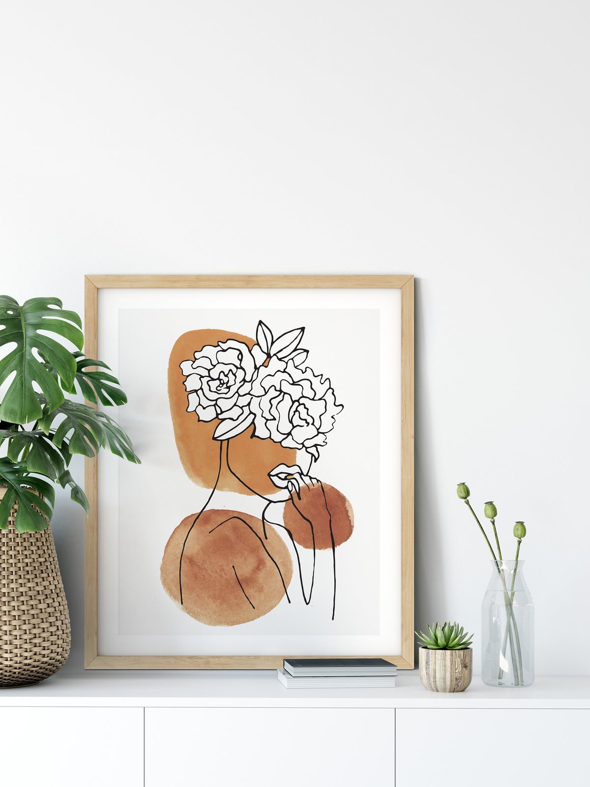 women line art prints abstract boho