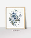 Brain Print, Heart Anatomy Art, Flower Anatomy Print, Doctor Office Wall Art, Medical Poster, Medical student gift
