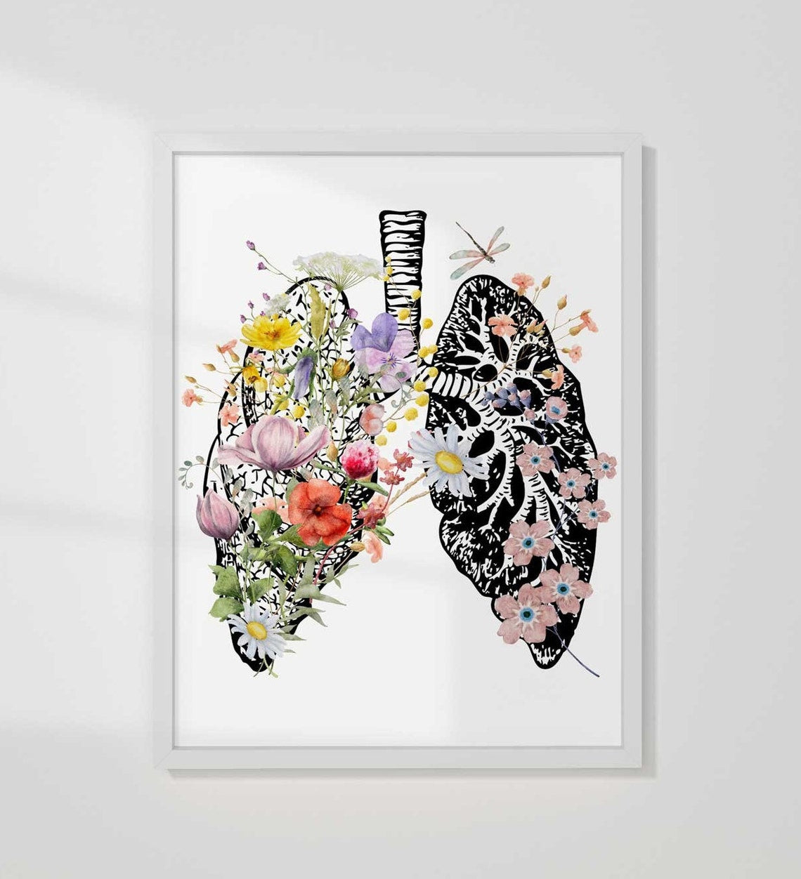 Lámina artística de pulmones florales, decoración de pared de anatomía médica Imagen secundaria del producto