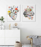 Brain Anatomy Poster, Floral Heart Print Set of 2 , Medical Student Gift, Doctor Office Decor, Psychologist Gift, Anatomical Art