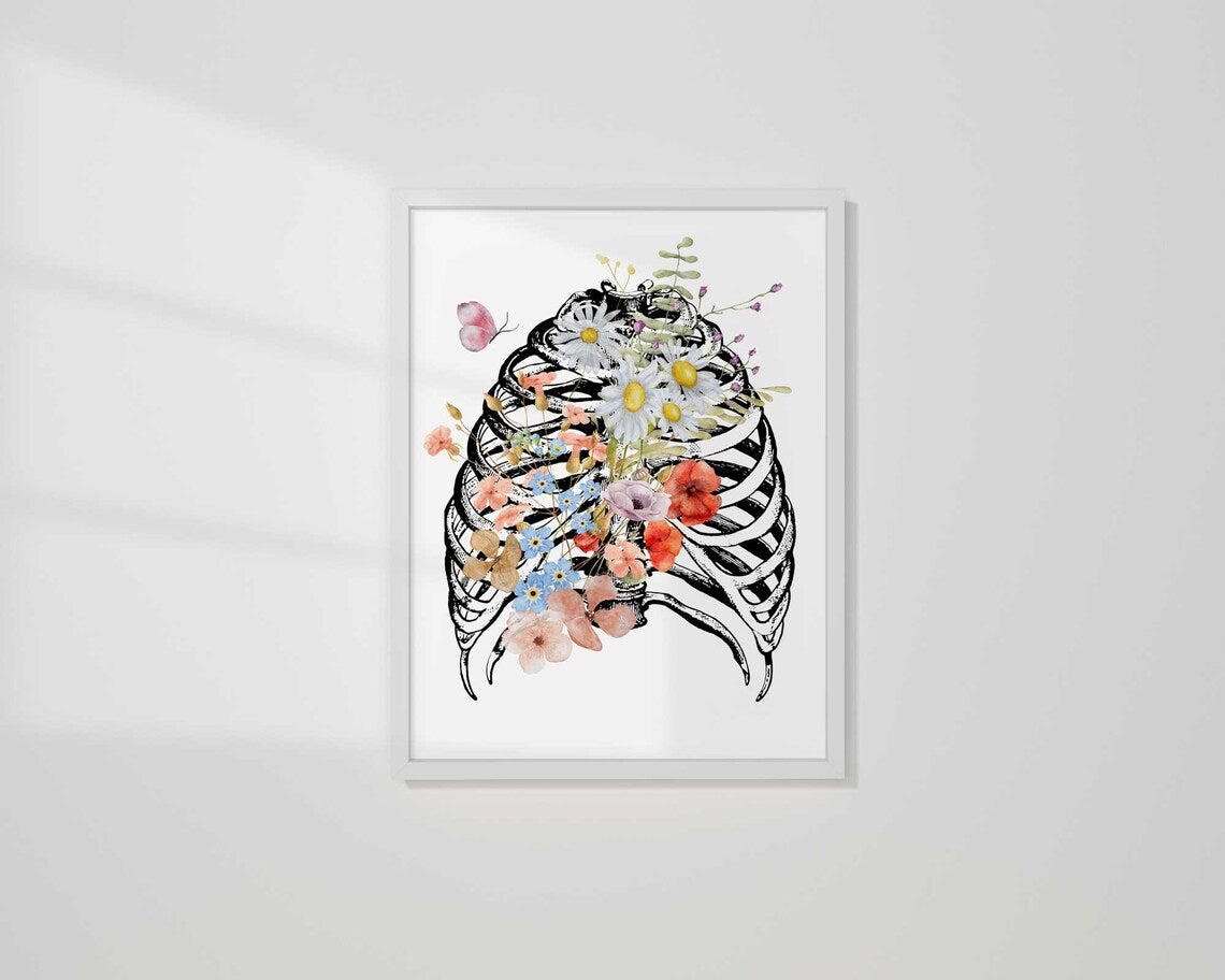 Lámina artística de anatomía de la caja torácica, arte de pared moderno contemporáneo Imagen secundaria del producto