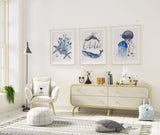 Set of 3 Baby Name for Nursery Art Prints,  Baby Boy Nursery Nautical