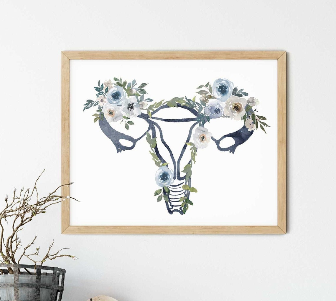 Impresión de Anatomía Uterina con Detalles Florales - Arte Perfecto para Consultorios de Ginecología y Obstetricia, Regalo para Doulas y Matronas para la Concientización sobre la Salud Femenina Imagen secundaria del producto
