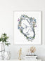 Doula Art Print - Baby in Womb with Placenta and Flowers - Perfect Midwife, Gynecologist Office Decor and Pregnancy Gift