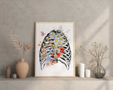 Medical office wall art, Osteopathic Physician, Doctor Graduation Gifts, Brain heart lungs rig cage, Anatomy Poster Set, Flowers with Organs