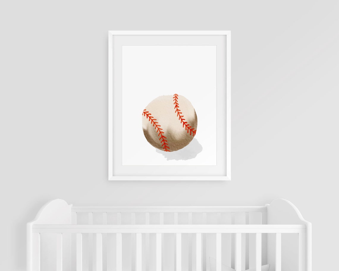 Juego de láminas de béisbol, arte imprimible para habitación de bebé de béisbol, pósters de béisbol, láminas de arte deportivo, bate, guante, pelota, arte de pared imprimible Imagen secundaria del producto