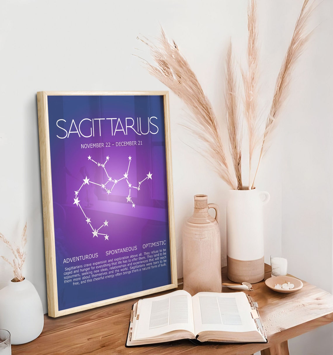 Sagitario Imprimir, Regalo Sagitario, Póster Sagitario, Póster Zodiaco, Arte de Pared Astrológico, Regalos Zodiaco, Póster Gradiente Aura Imagen secundaria del producto