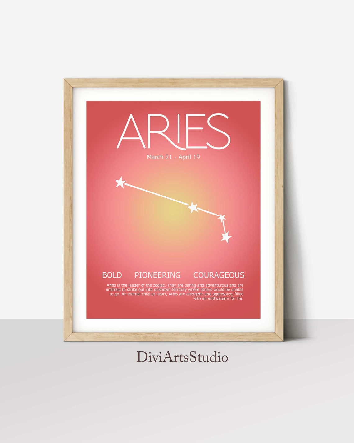 Impresión Aries, Regalo Aries, Póster Aries, Póster Zodíaco, Arte Mural Astrológico, Póster Aura, Póster Degradado Aura, Ideas Regalo Cumpleaños Imagen secundaria del producto