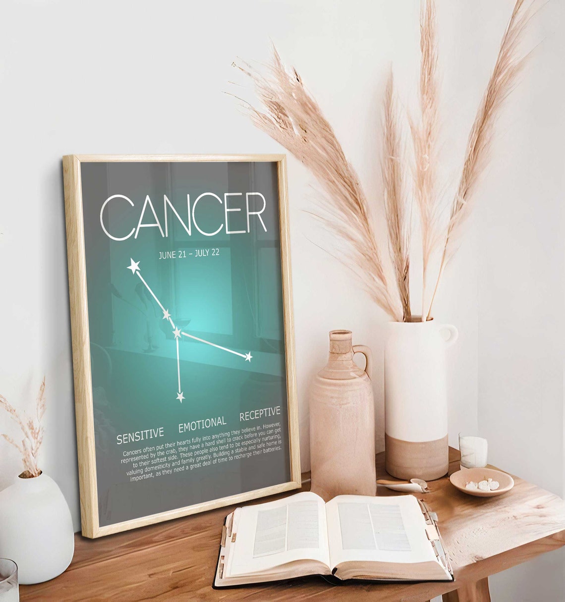 Affiche Zodiaque, Affiche Cancer, Affiche Astrologique, Décoration Murale Astrologie, Astrologie Cancer, Affiche Signe Solaire, Cadeau d'Anniversaire Image secondaire du produit