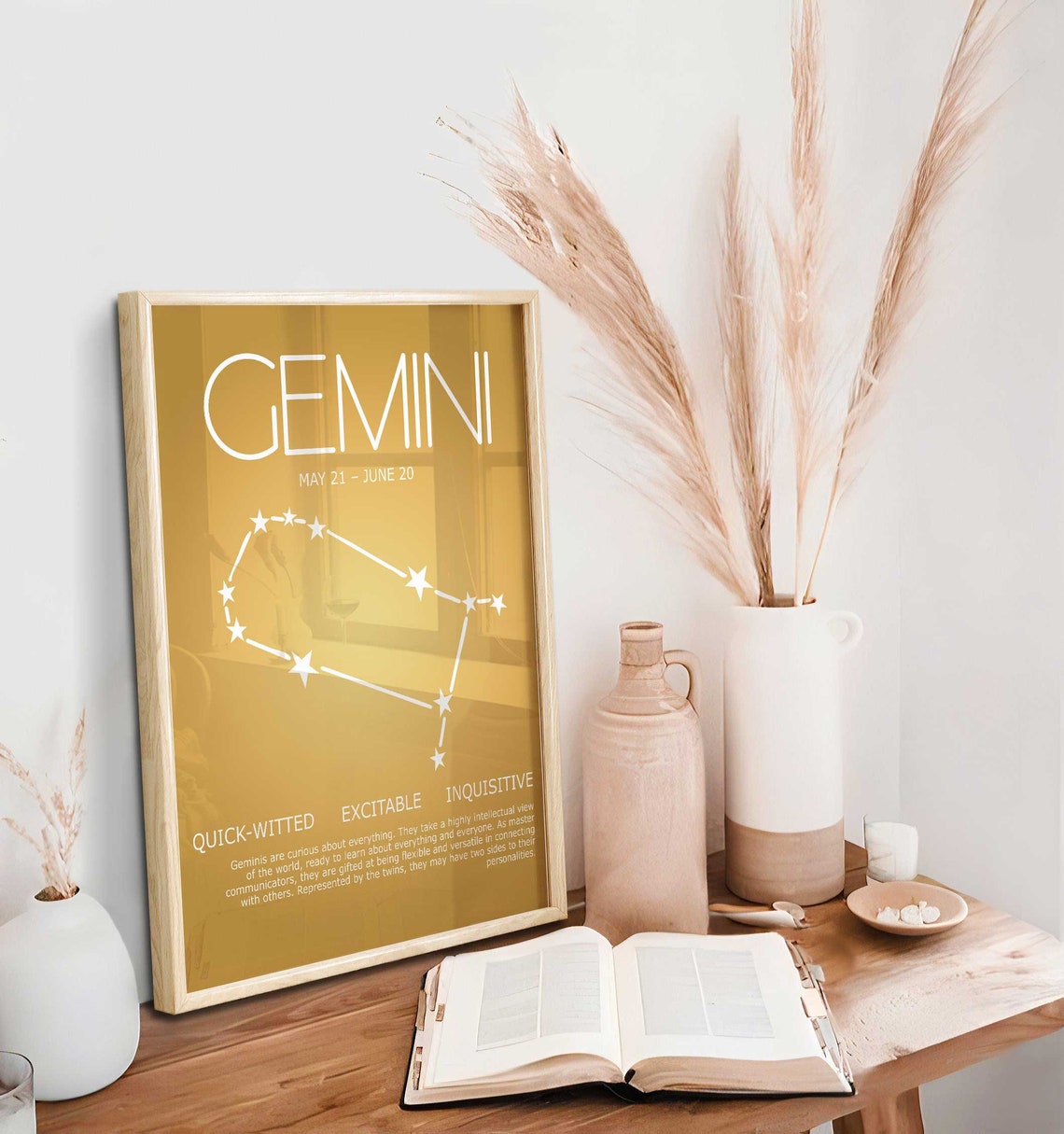 Gemini Star Sign, Gemini Astrology Poster, Zodiac Art, Spiritual Wall Art, Aura Gradient Poster,Gemini Gift idea
