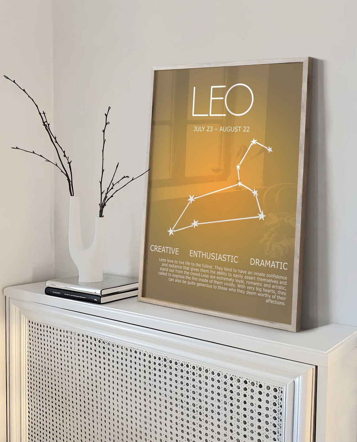 LEO Star Sign, Instant Download Print, Leo Poster, Zodiac Art, Spiritual Wall Art, Aura Gradient Poster