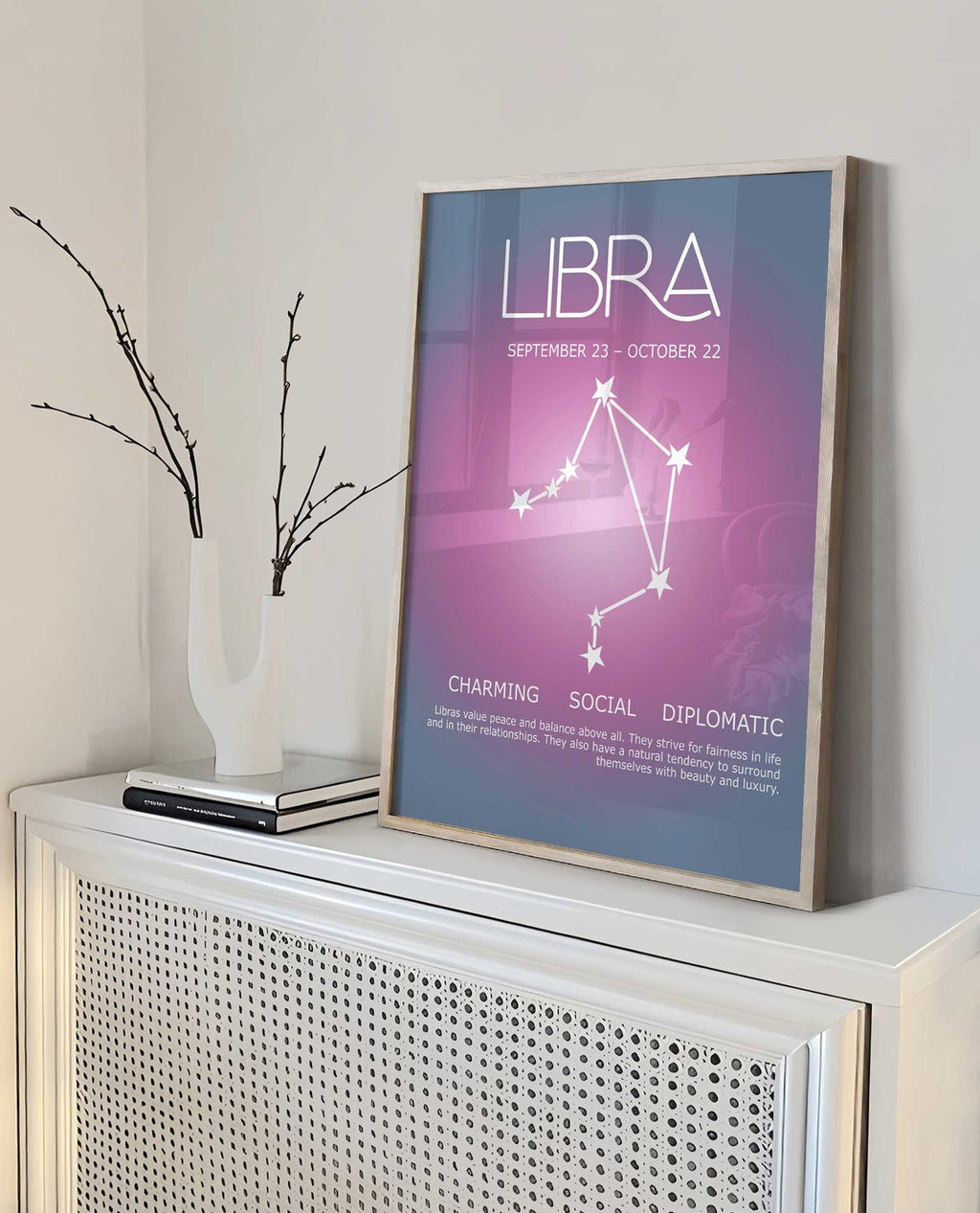 Libra Star Sign, Libra Poster, Zodiac Art, Libra Zodiac Print, Spiritual Wall Art, Aura Gradient Poster