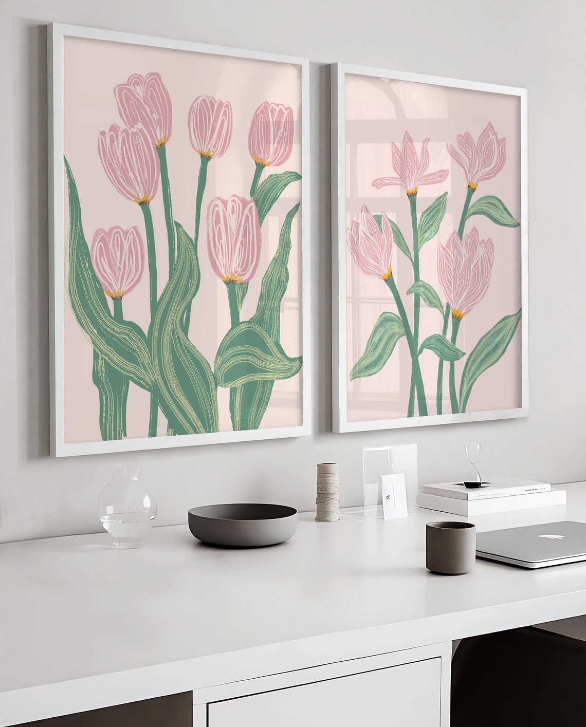 Flores abstractas bohemias, juego de 3 láminas, conjunto de pared de galería floral, láminas de terracota, arte de pared bohemio, póster del mercado de flores Imagen secundaria del producto