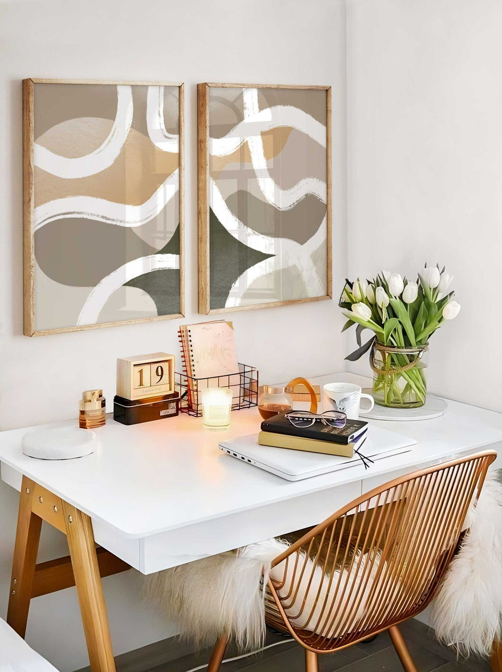 Abstract Painting, Neutral Wall Art, Set of 2 Prints, Beige Brush Strokes Art, Living Room Wall Art, Dining Room Set, Minimalist Art