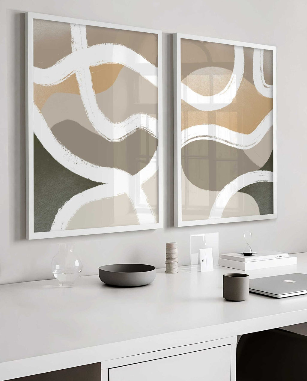 Abstract Painting, Neutral Wall Art, Set of 2 Prints, Beige Brush Strokes Art, Living Room Wall Art, Dining Room Set, Minimalist Art
